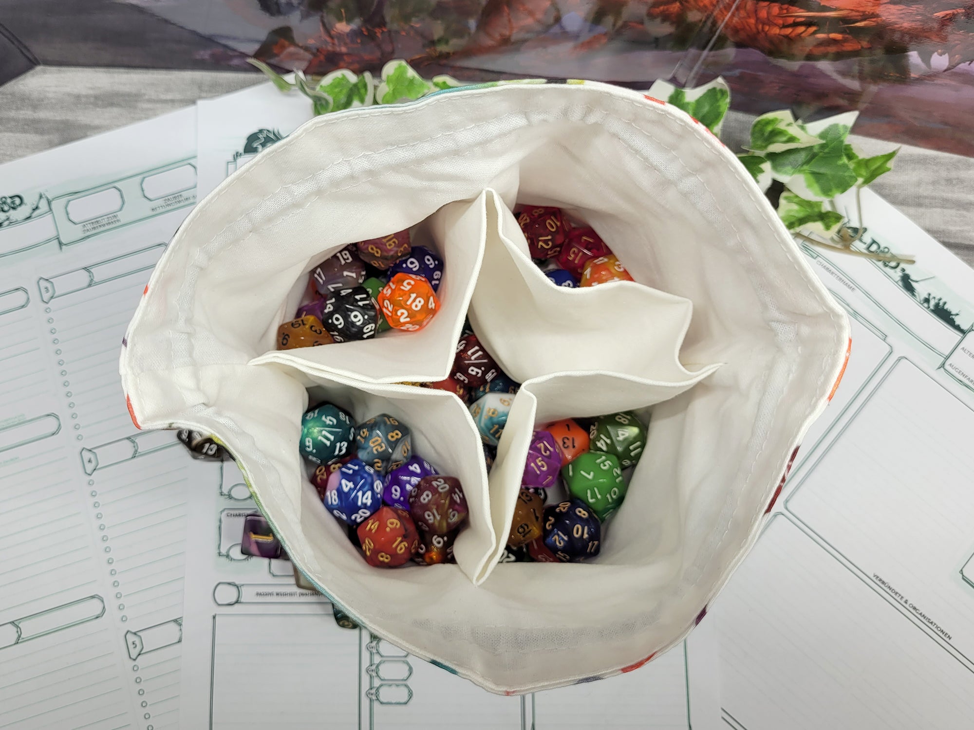 Rainbow Dragons dice bag XXL with compartments