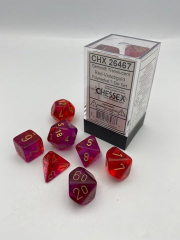 Gemini® Polyhedral Translucent Red-Violet/gold 7-Die Set