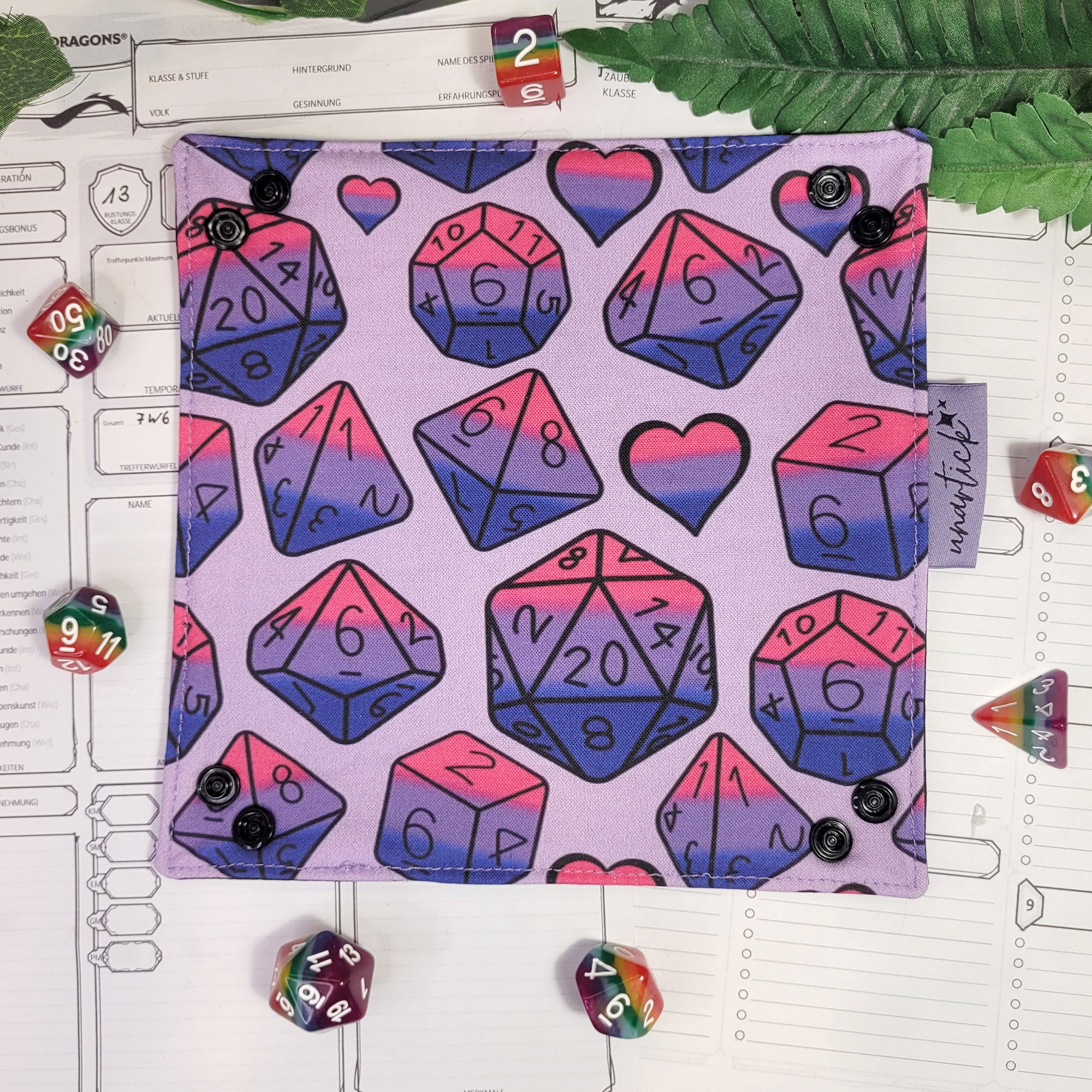 Bisexual Pride Dice faltbare Würfelunterlage S
