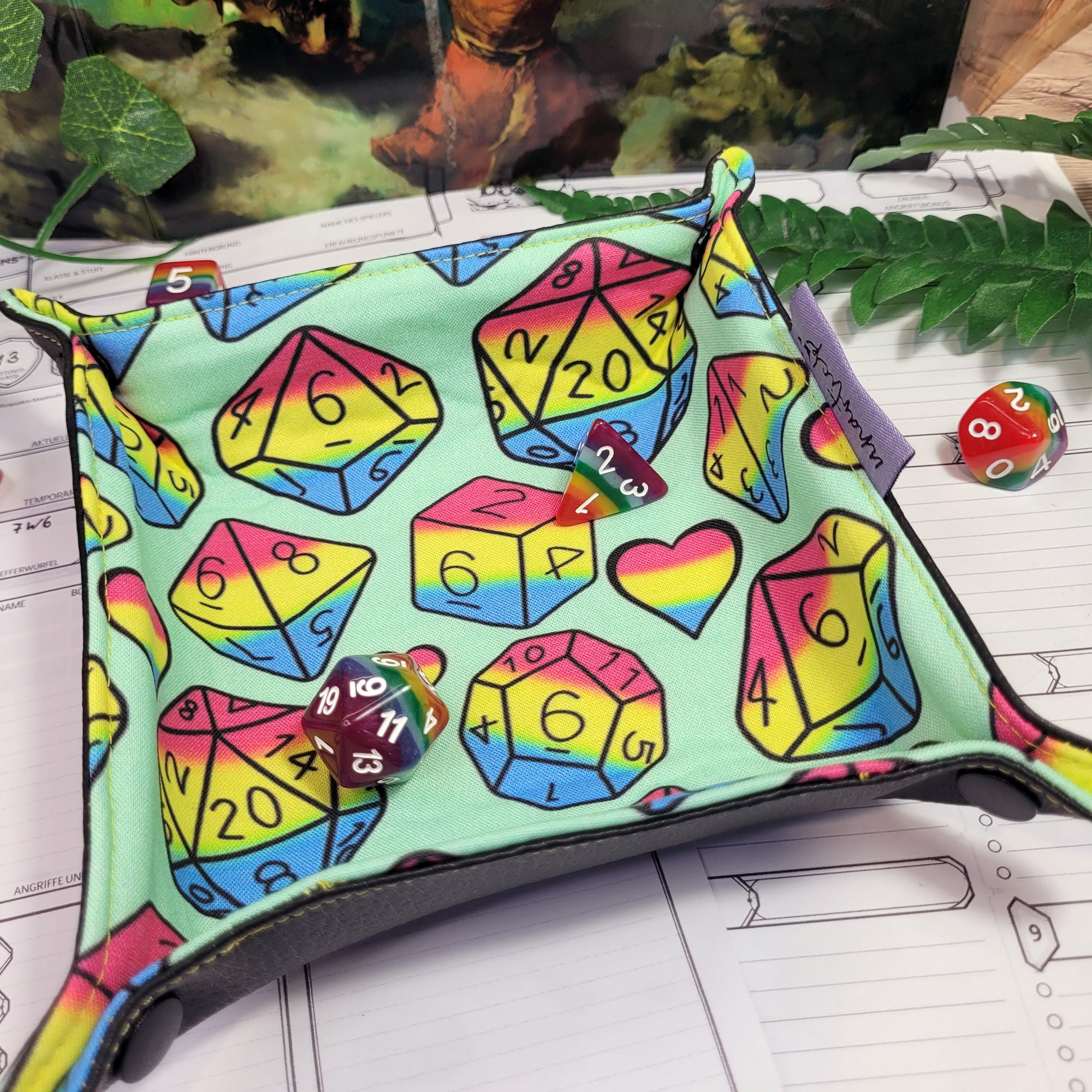 Pansexual Pride Dice faltbare Würfelunterlage S
