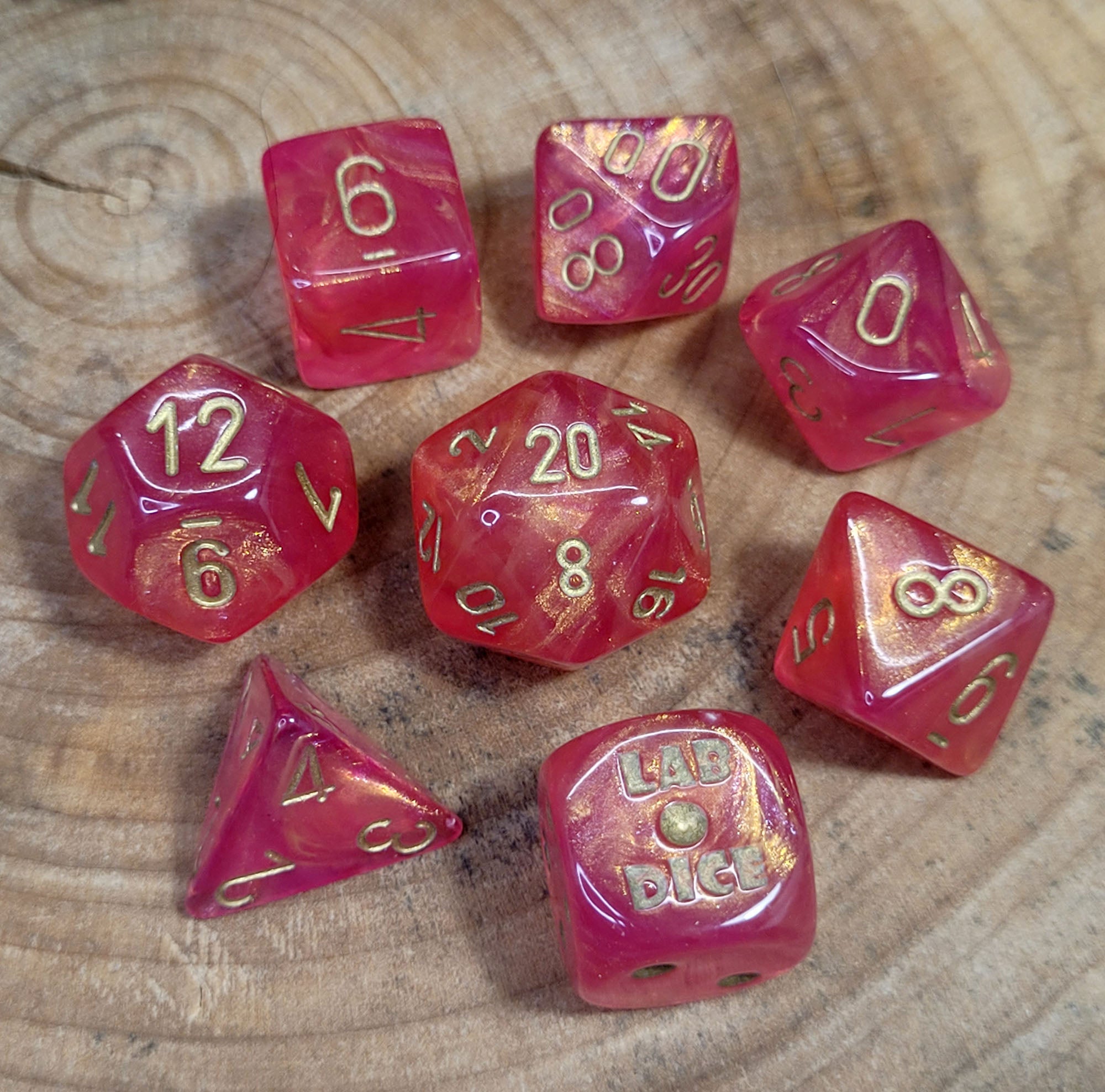 Lab Dice™: Shimmer™ Polyhedral Ignis/Gold 7+1-Die Set