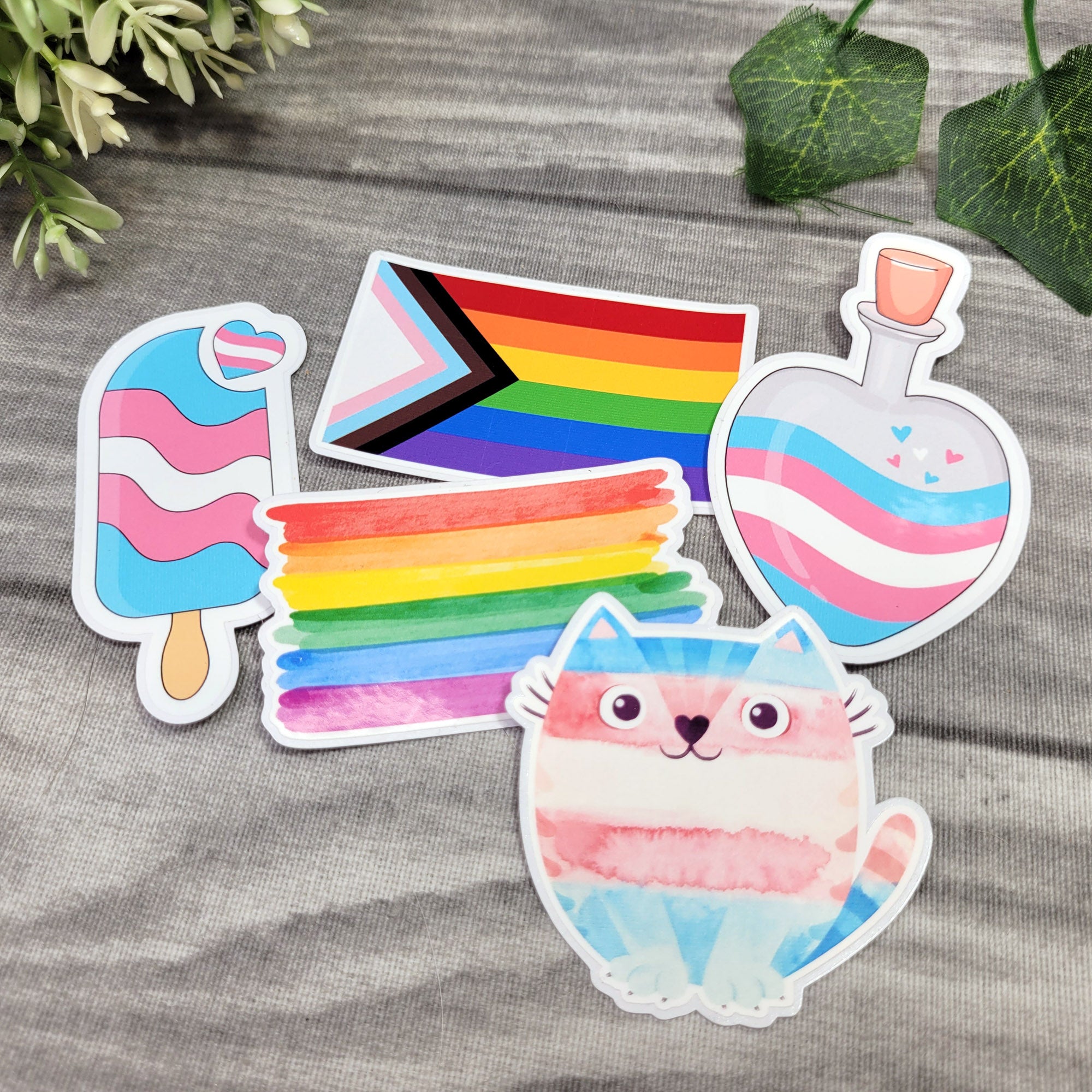 Transgender Pride Würfelset mit Sticker