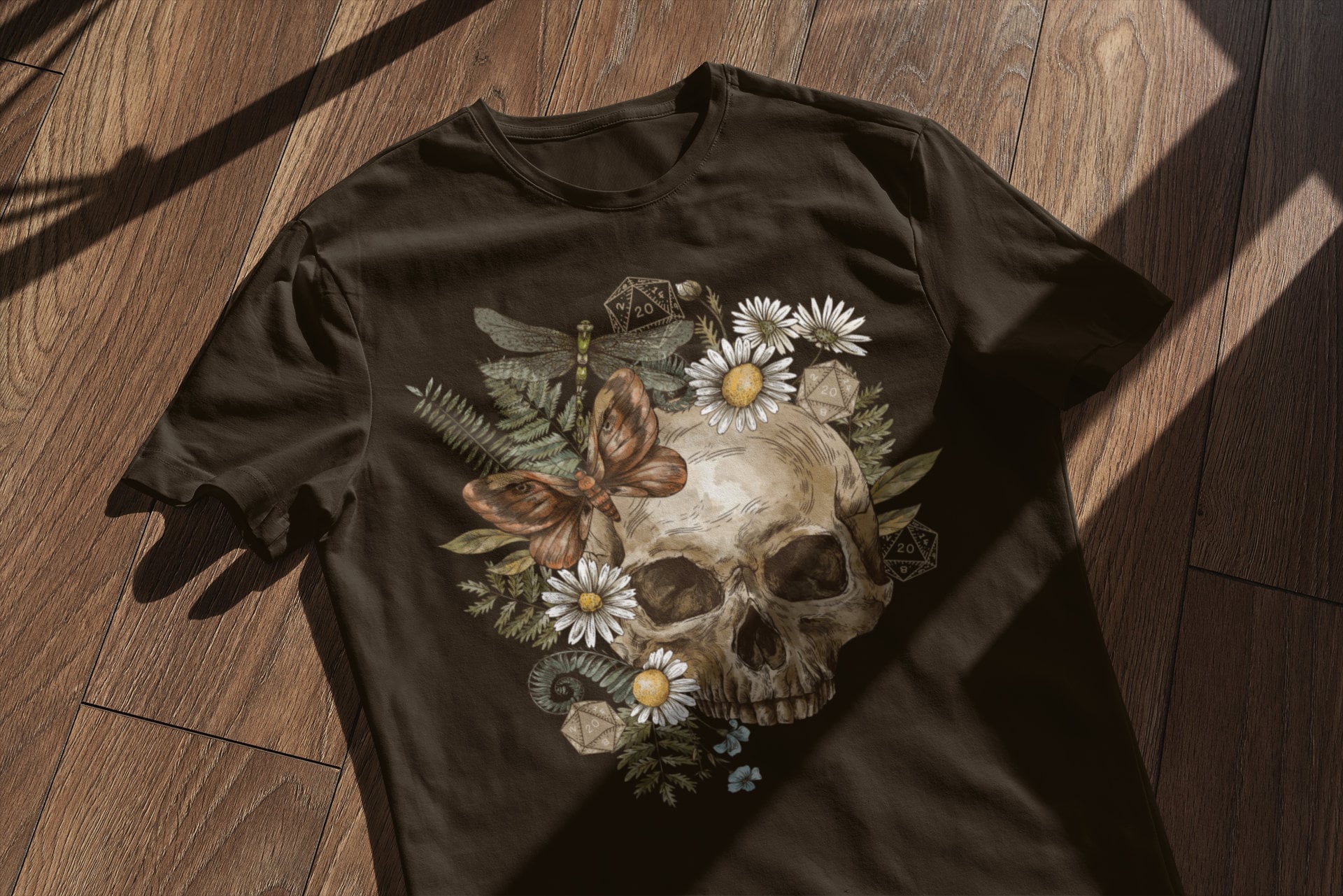 D20 Flower Skull T-Shirt