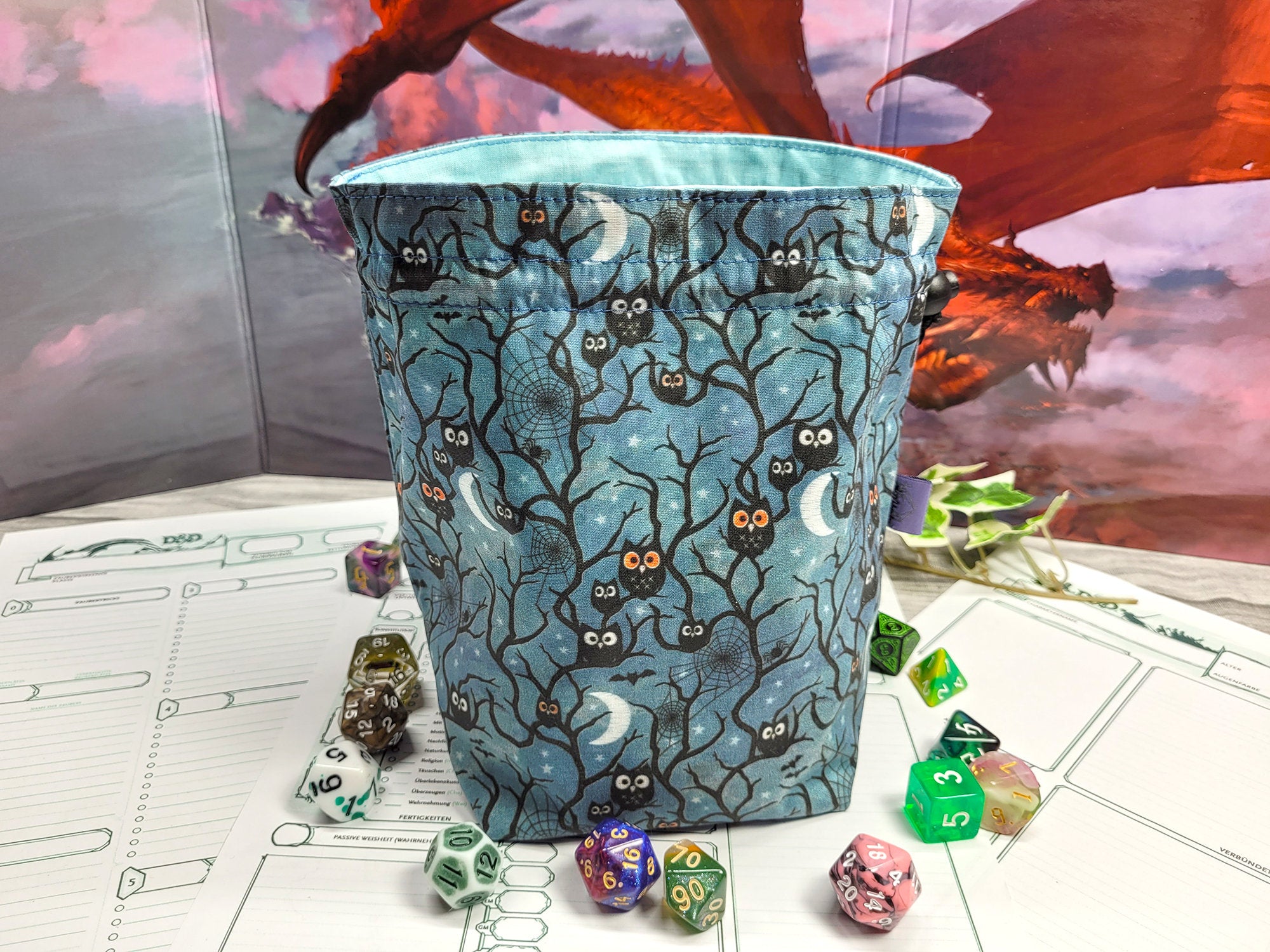 Owl dice bag XXL with compartments