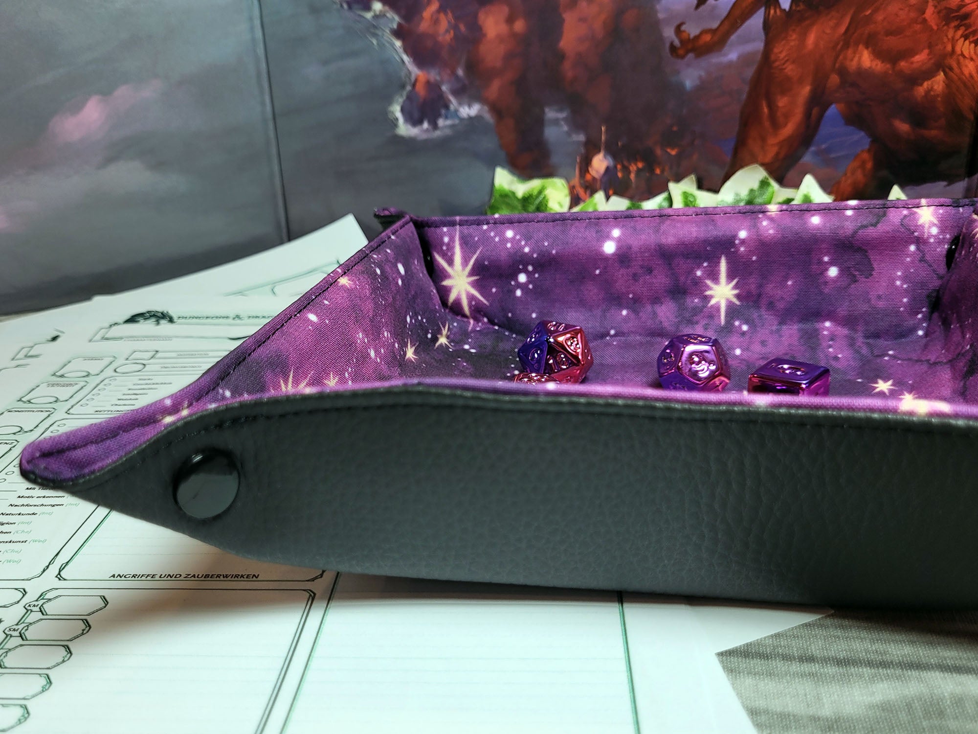 Purple Galaxy foldable dice mat L