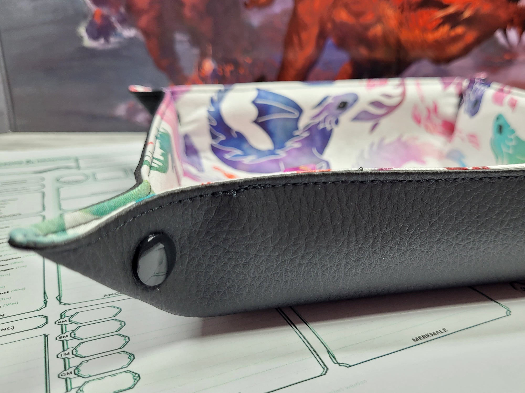 Rainbow Dragons foldable dice mat L