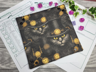 Steampunk Cat faltbare Würfelunterlage L