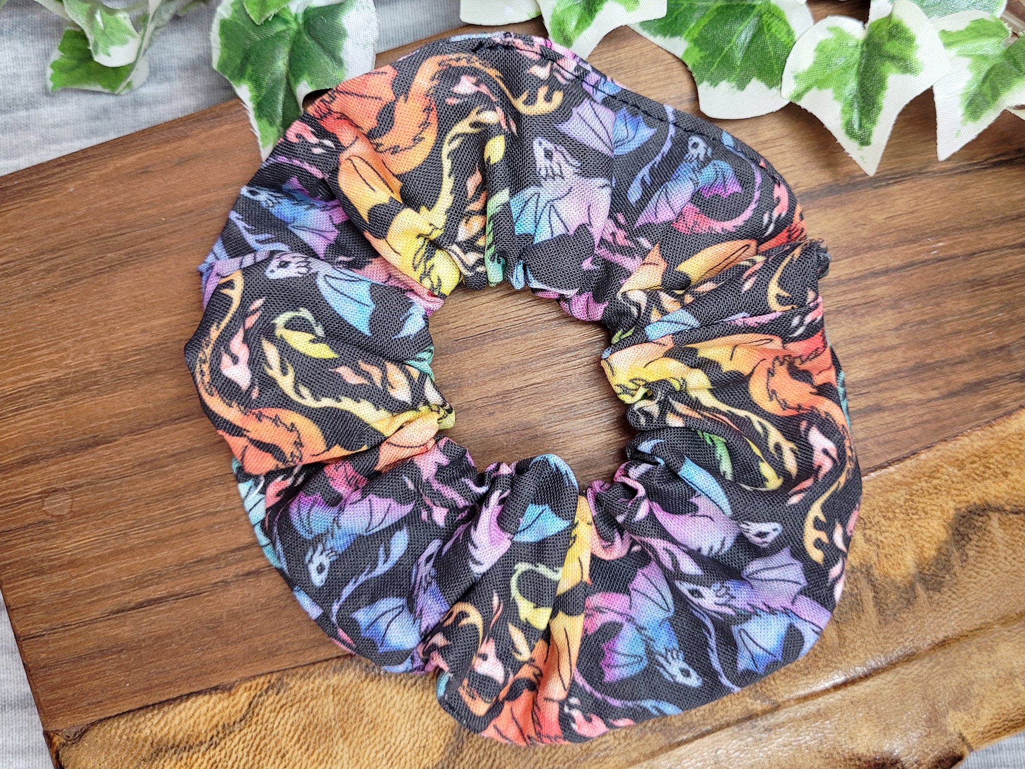 Rainbow Dragons Scrunchie