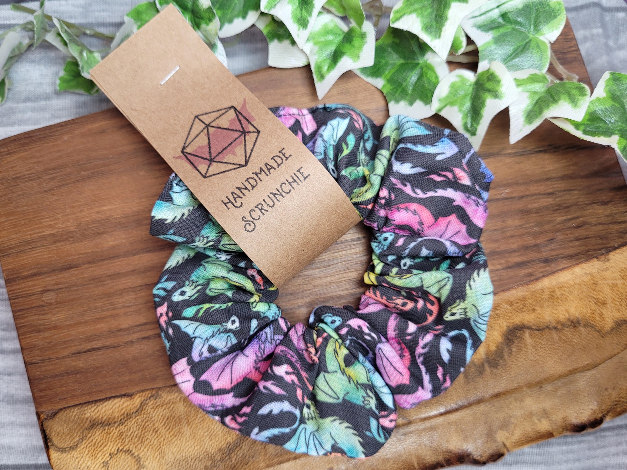 Rainbow Dragons Scrunchie