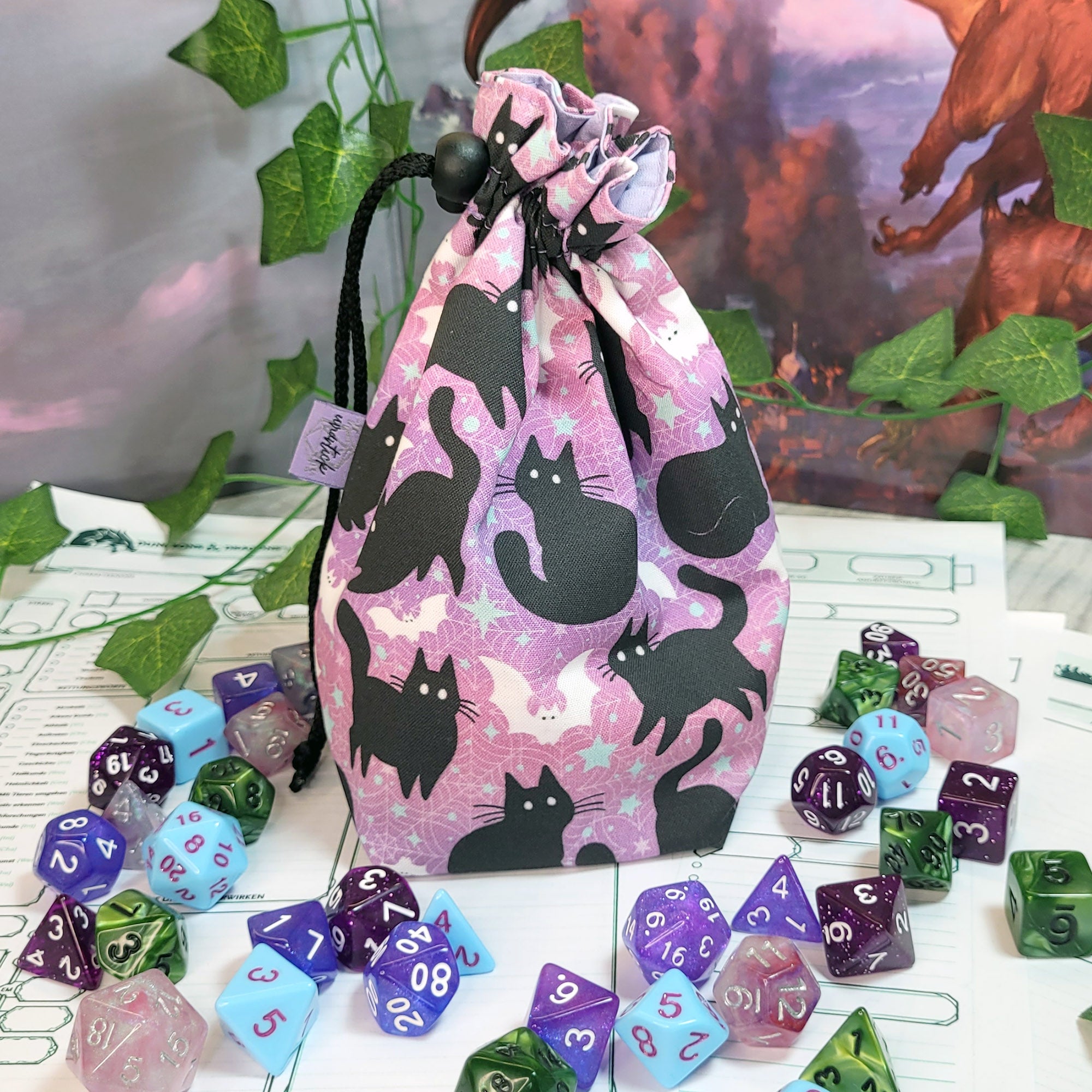 Bats and Cats Dice Bag L