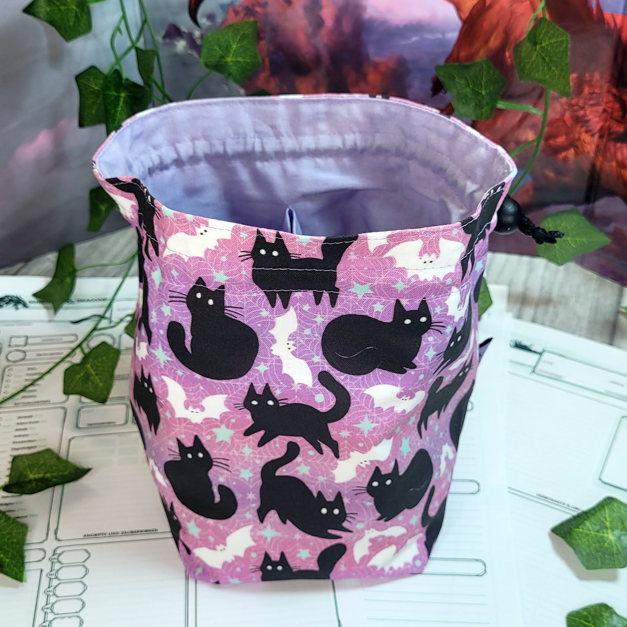 Cats and Bats dice bag XXL with compartments
