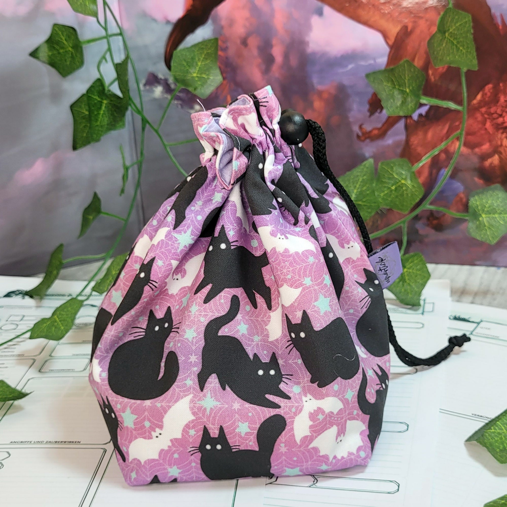 Cats and Bats dice bag XXL with compartments