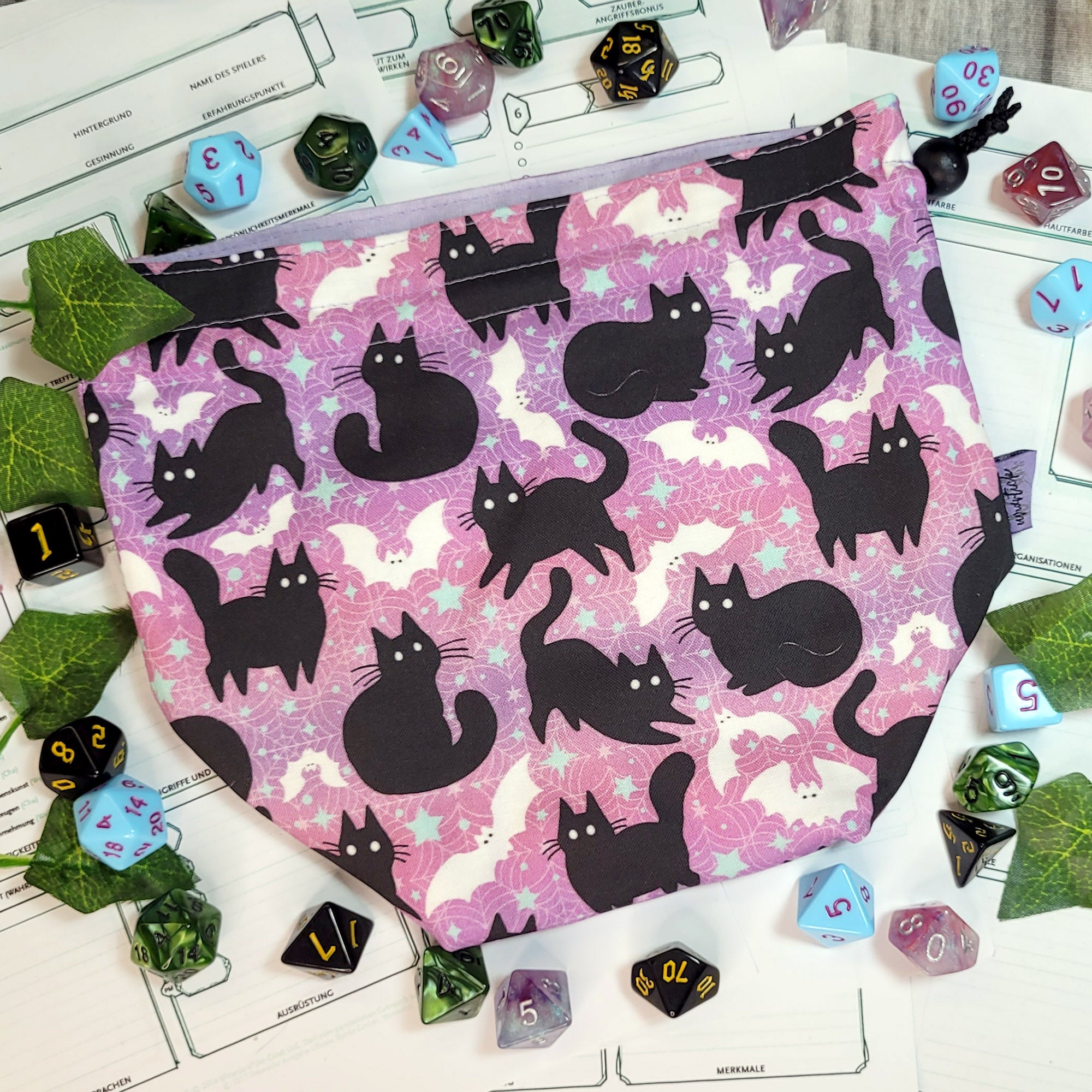 Cats and Bats dice bag XXL with compartments