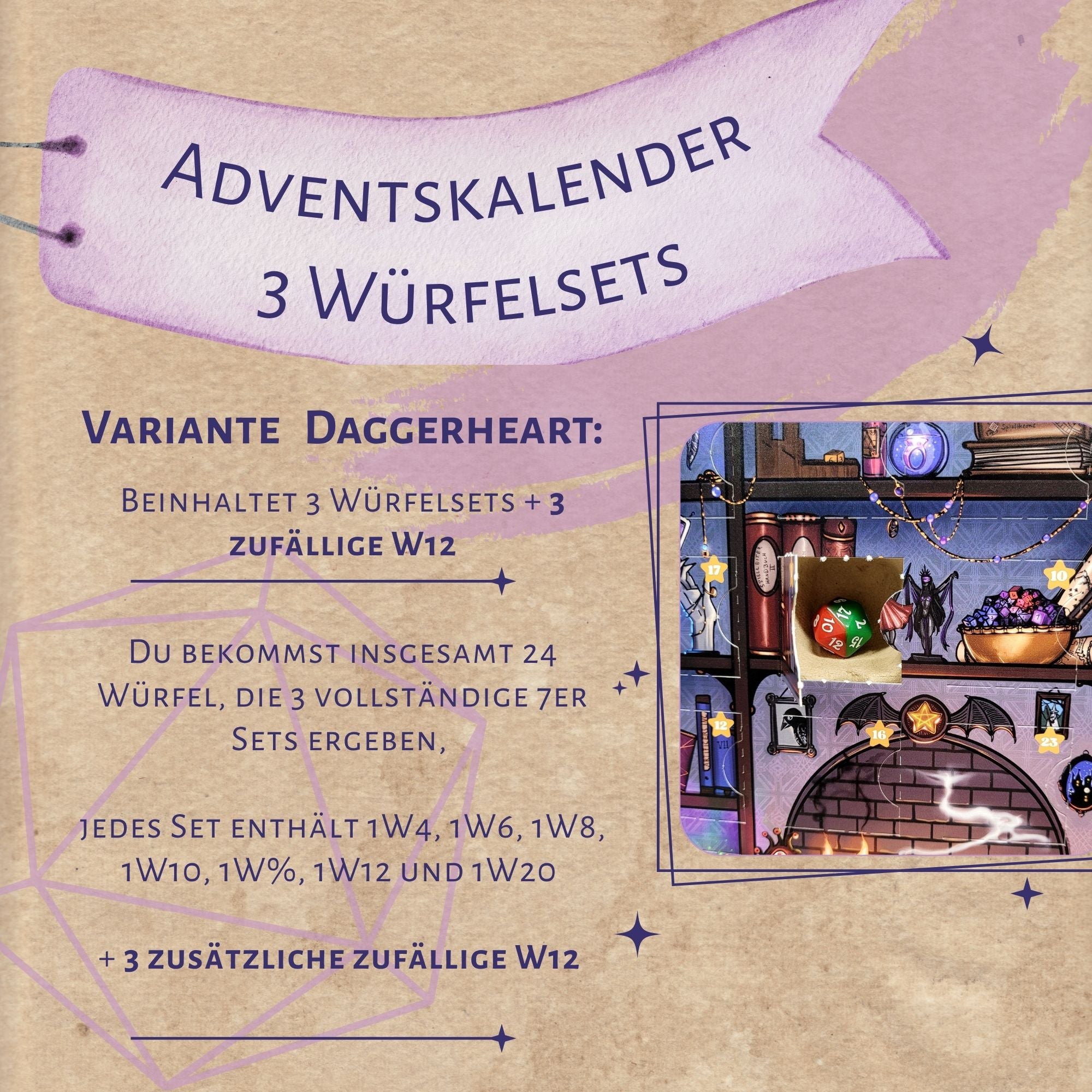 VORBESTELLUNG! Würfel Adventskalender "Passende Sets" mit 3 Würfelsets