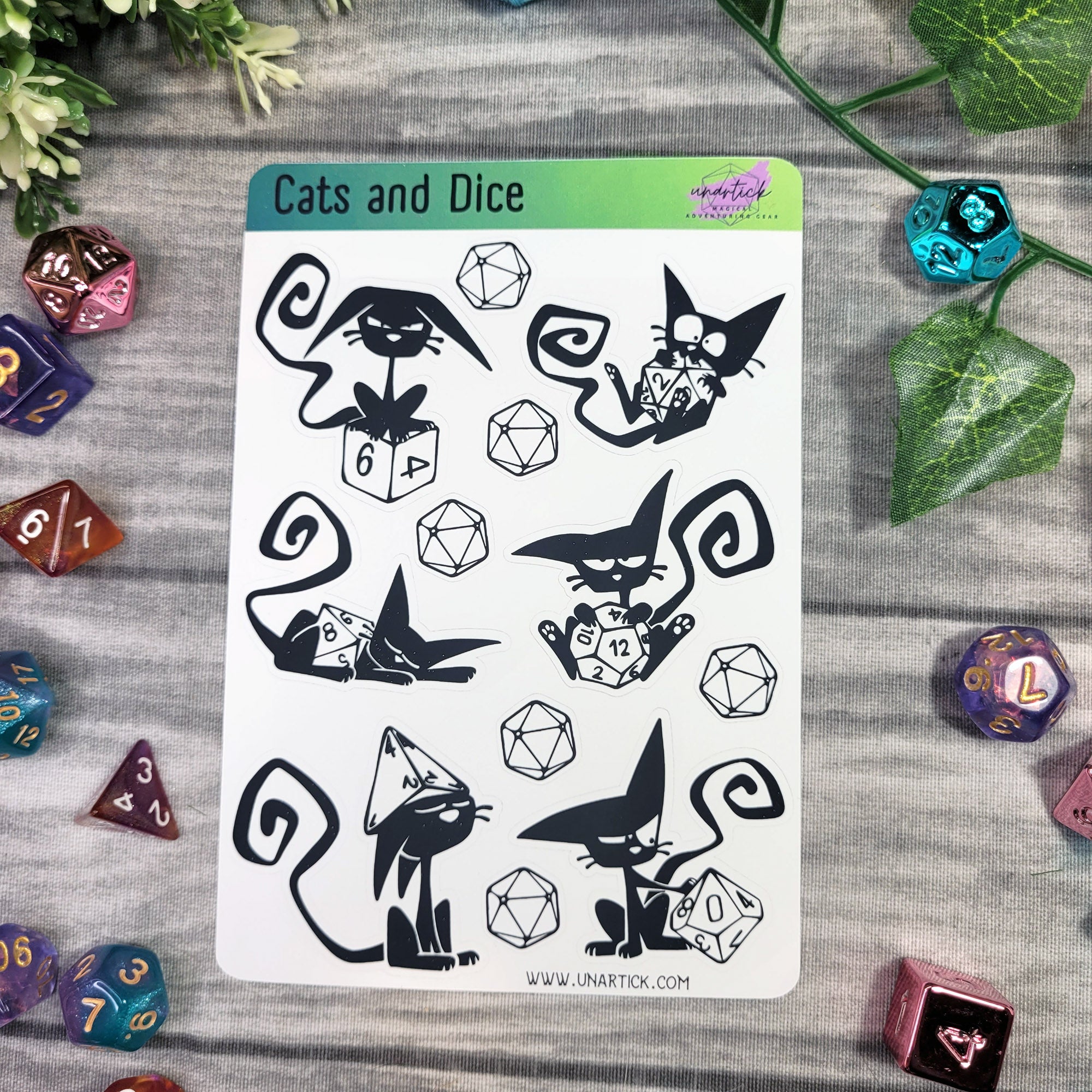 Stickerbogen: Cats & Dice