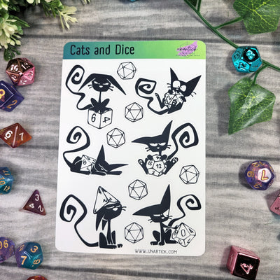 Stickerbogen: Cats & Dice