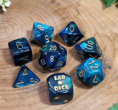 Lab Dice™: Gemini® Polyhedral Green-Teal/gold 7+1-Die Set