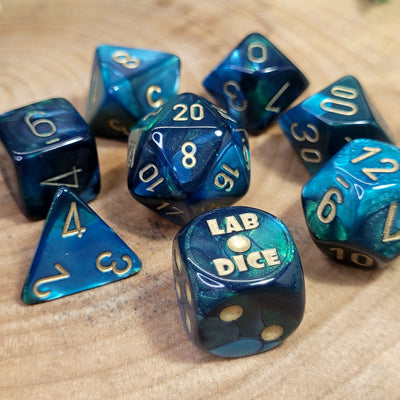 Lab Dice™: Gemini® Polyhedral Green-Teal/gold 7+1-Die Set