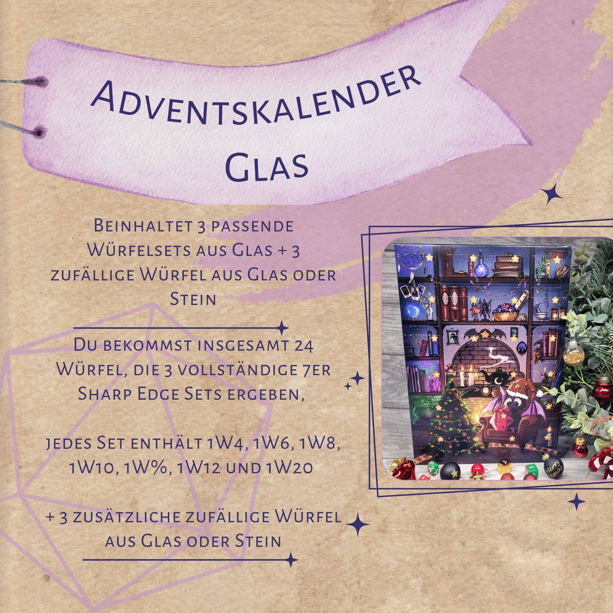 VORBESTELLUNG! Würfel Adventskalender "Glas"