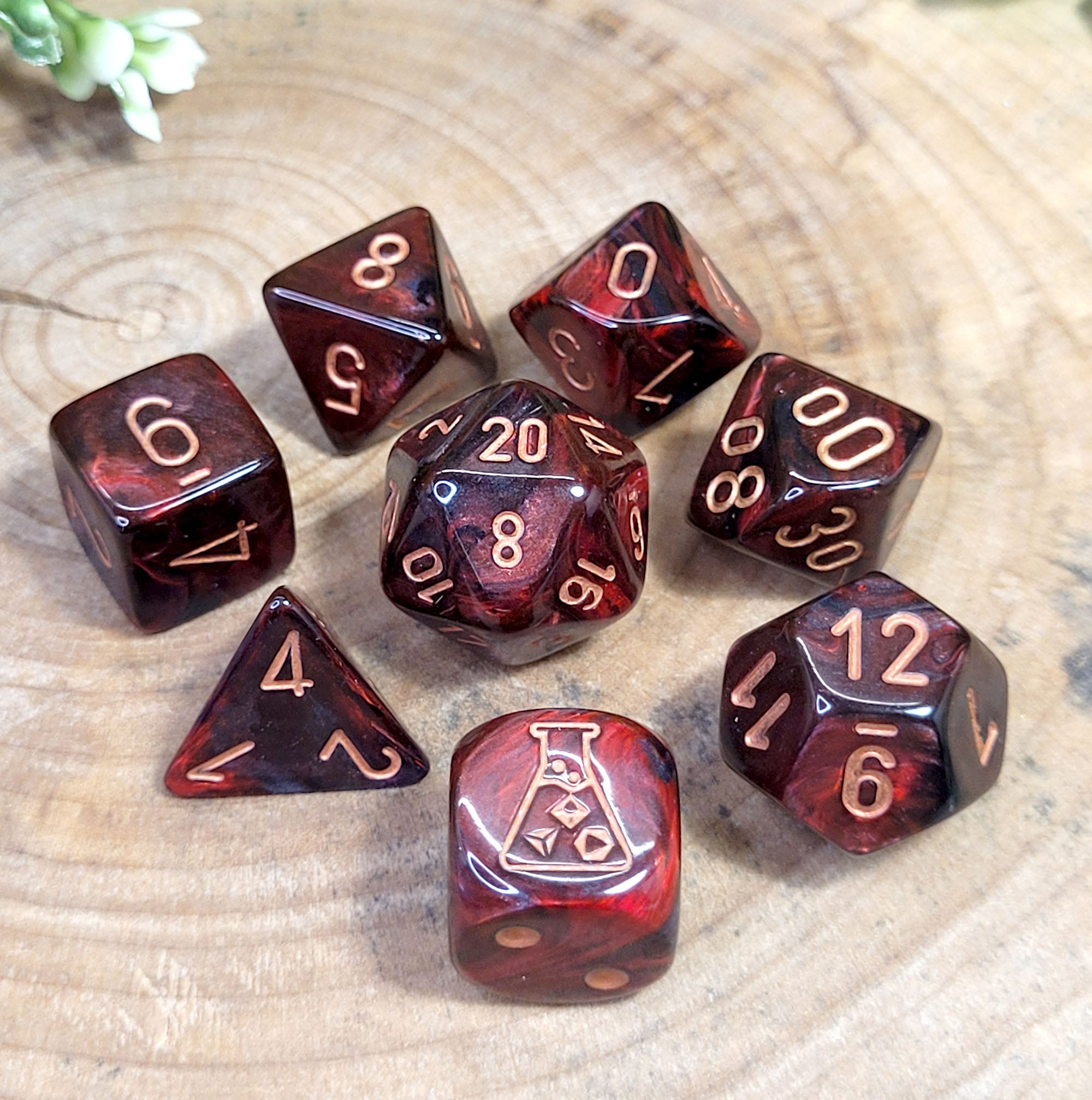 Lab Dice™: Lustrous® Polyhedral Gothic/copper 7+1-Die Set