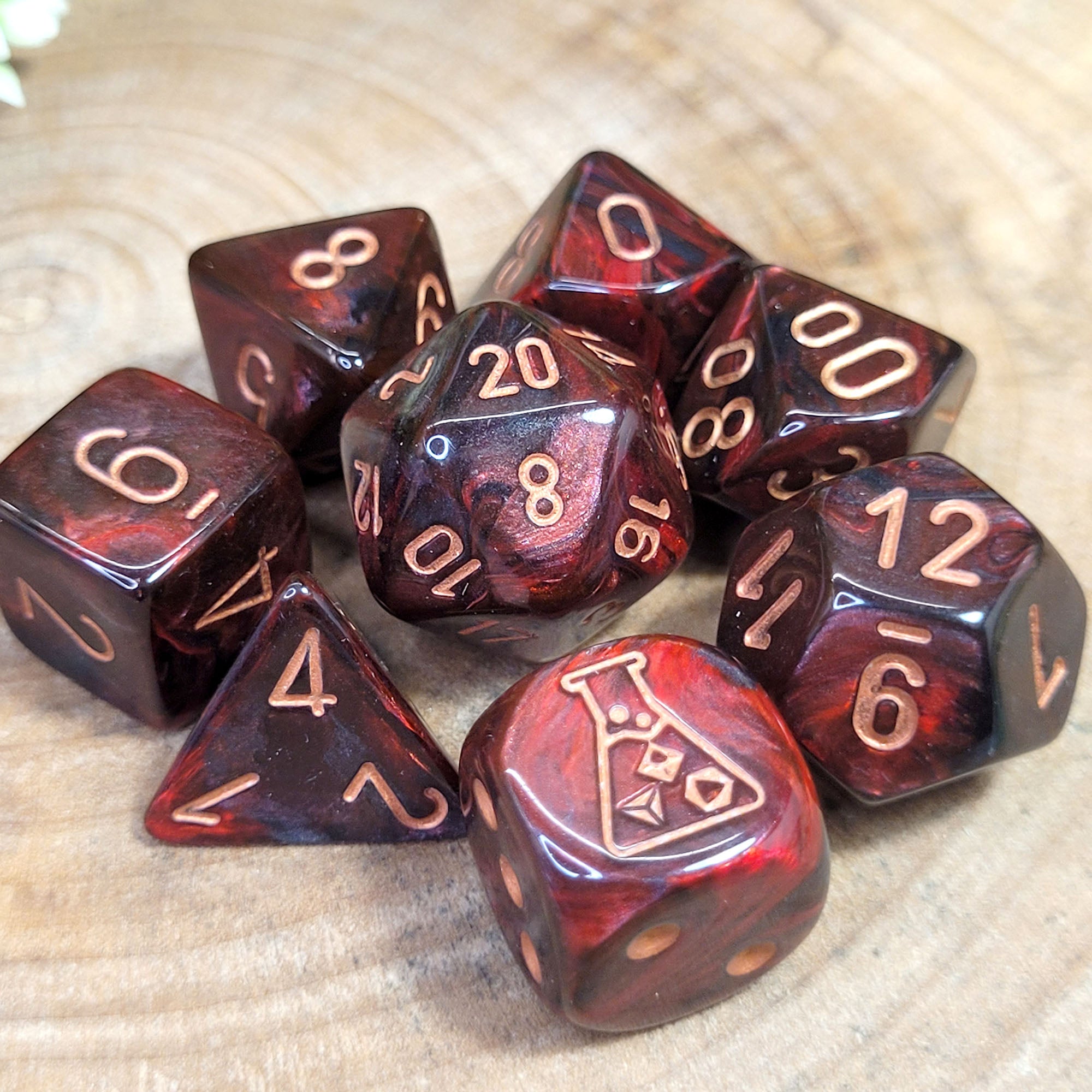 Lab Dice™: Lustrous® Polyhedral Gothic/copper 7+1-Die Set