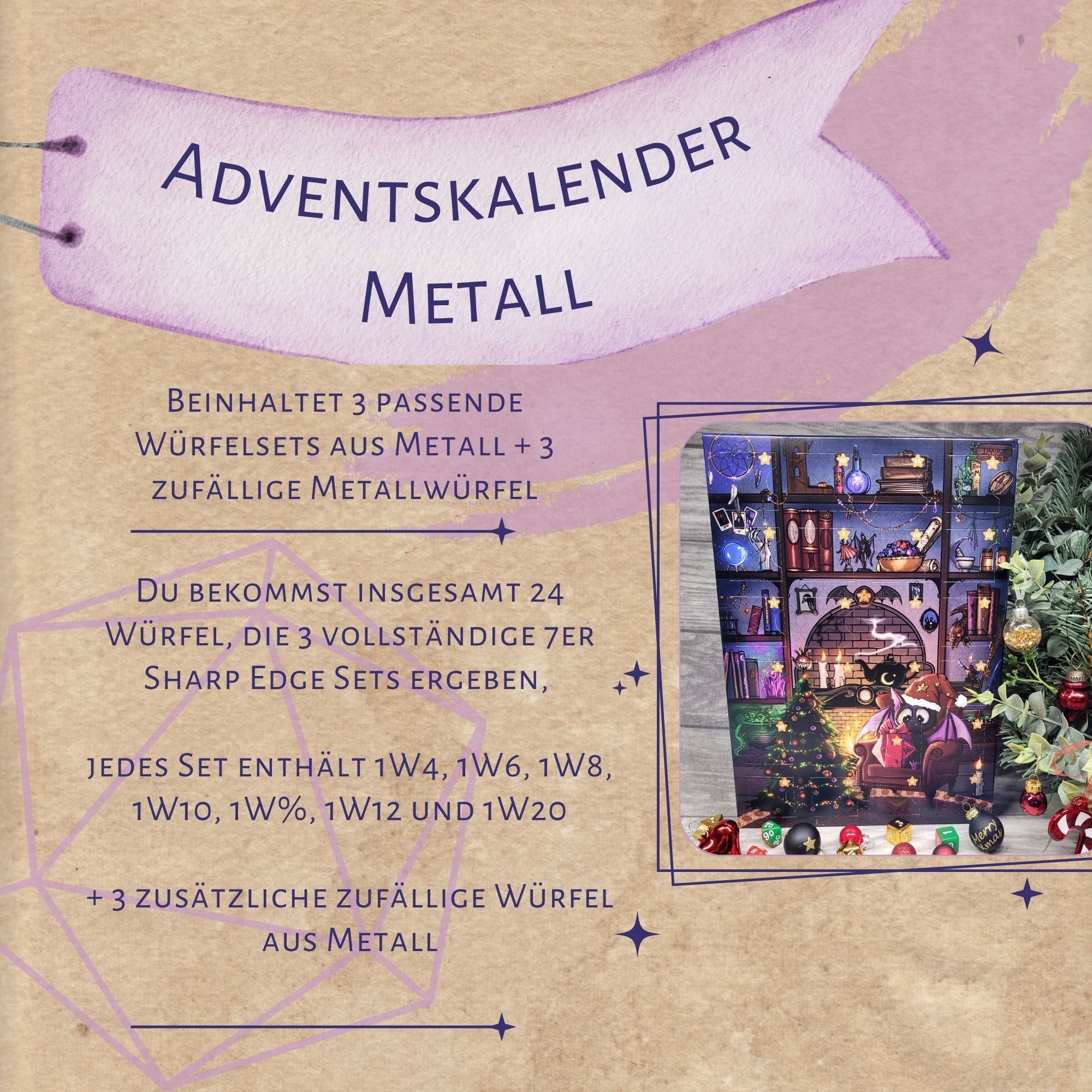 VORBESTELLUNG! Würfel Adventskalender "Metall"