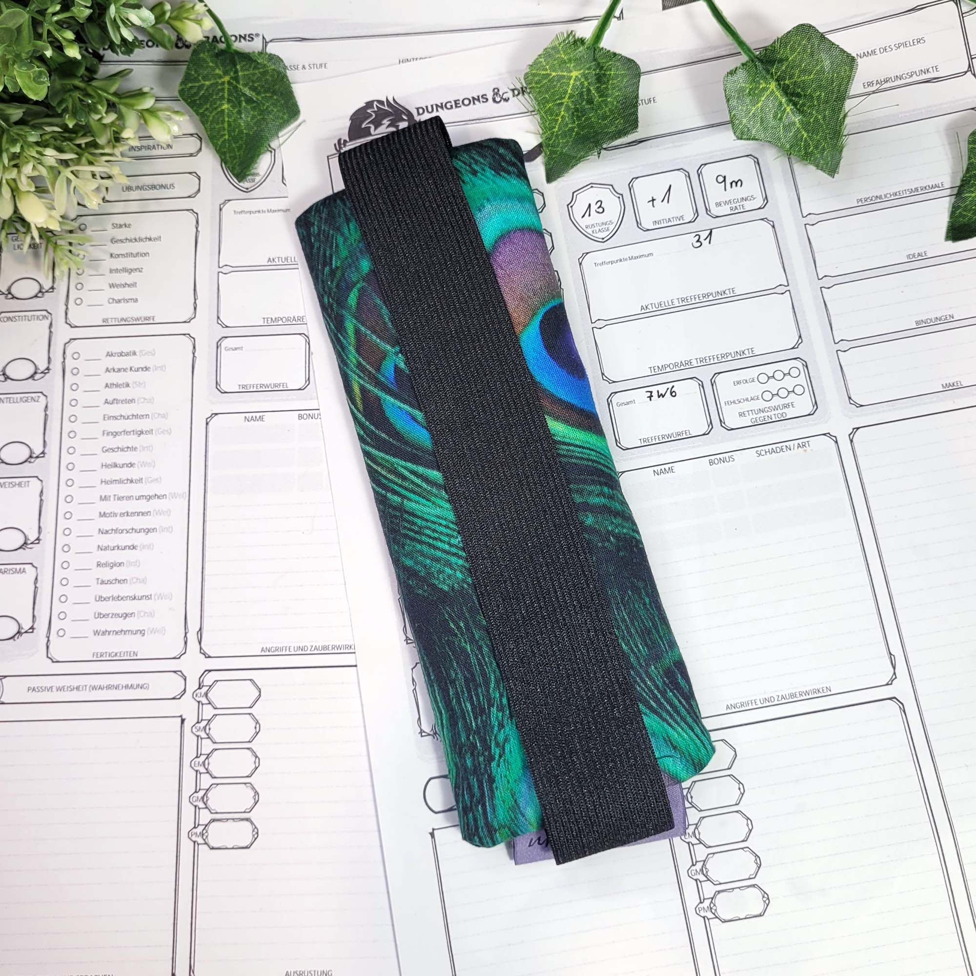 Mäppchen "Pfau" mit Gummiband