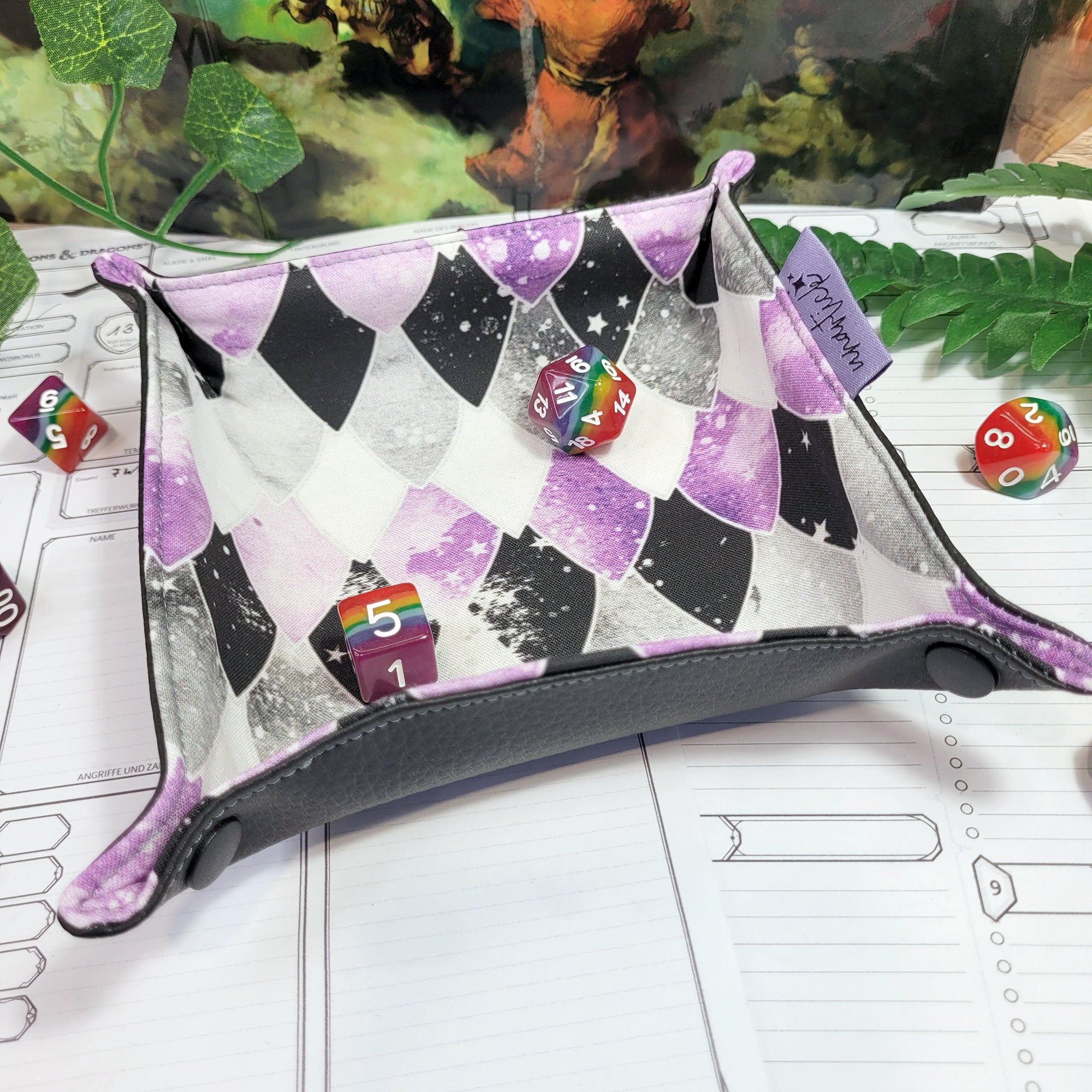 Asexual Pride Dragon Scales faltbare Würfelunterlage S