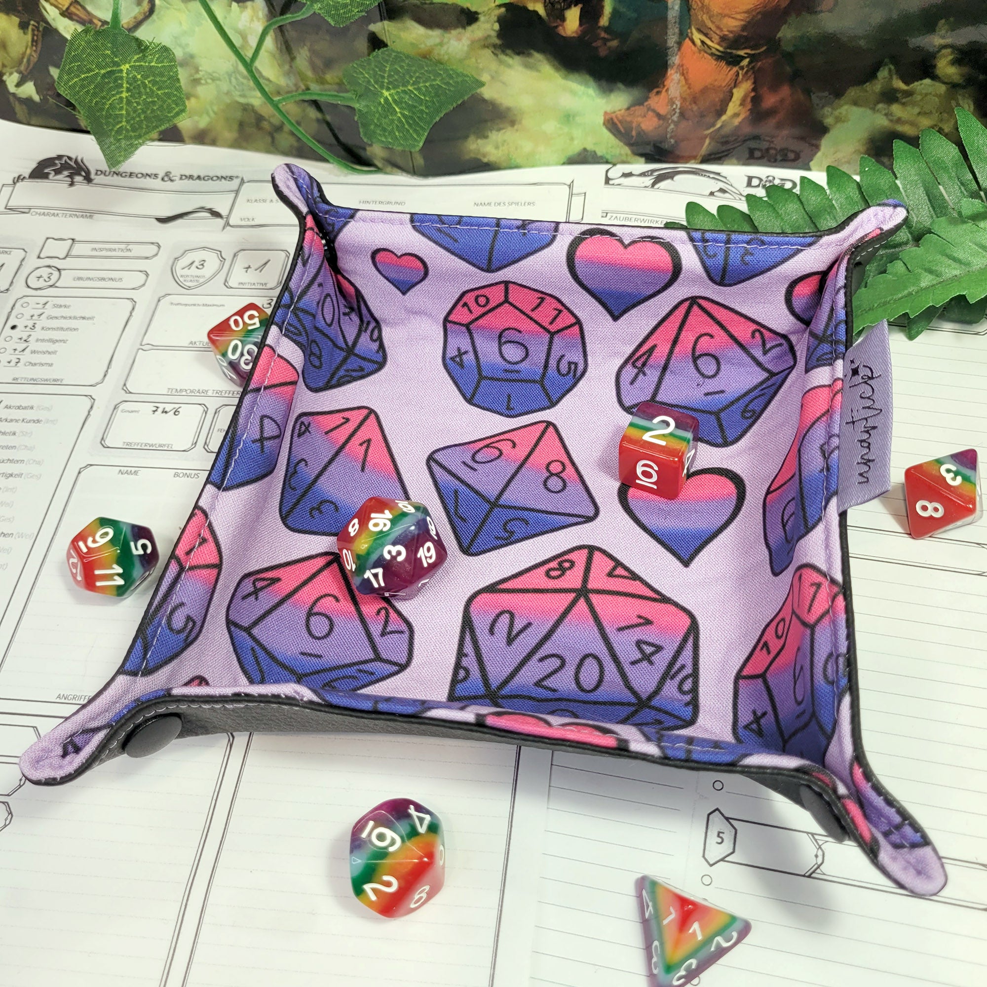 Bisexual Pride Dice faltbare Würfelunterlage S