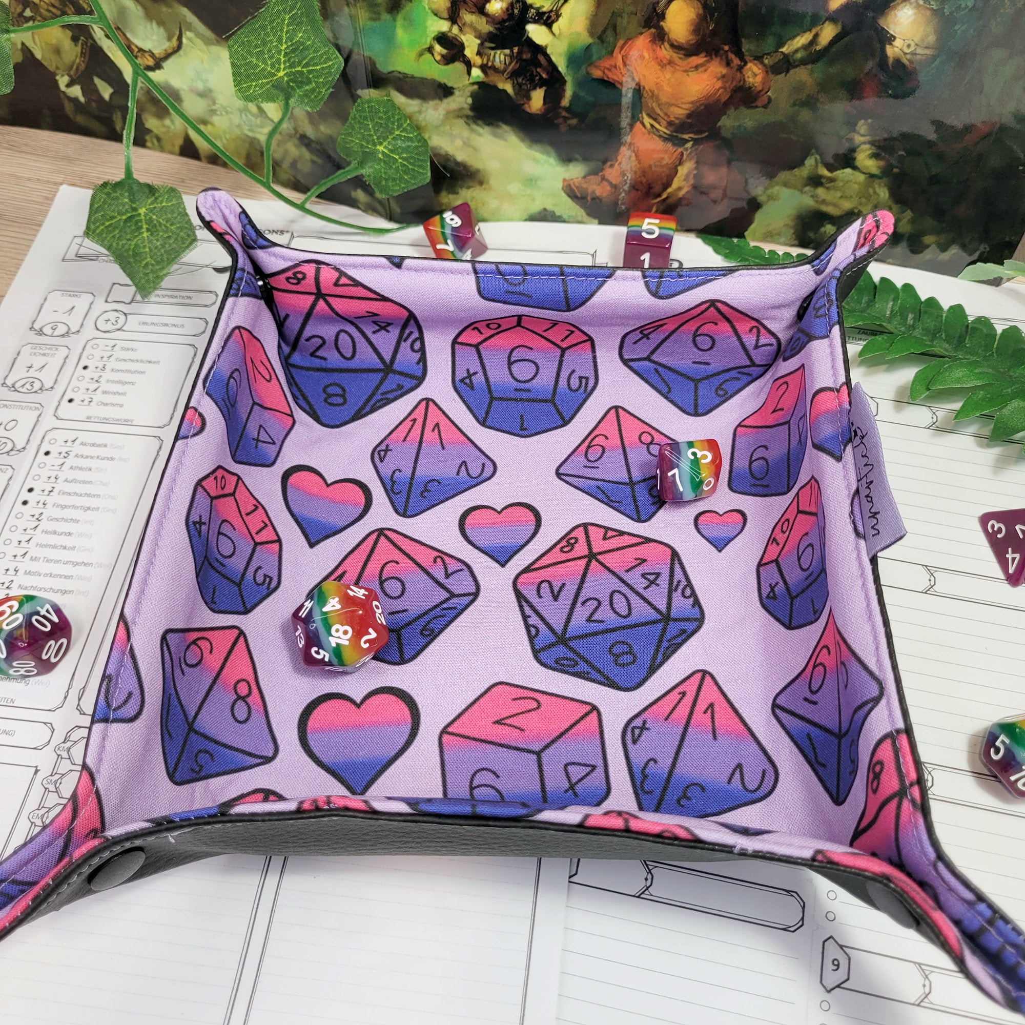 Bisexual Pride Dice faltbare Würfelunterlage L