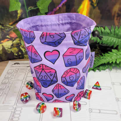 Bisexual Pride Dice Würfelbeutel XXL mit Unterteilungen