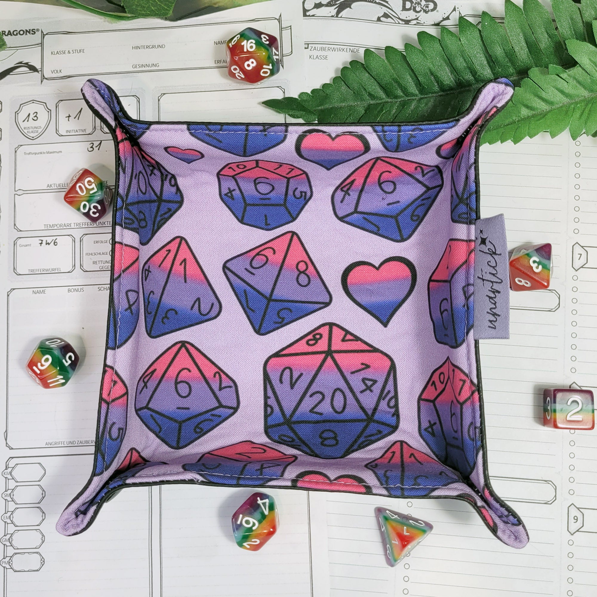 Bisexual Pride Dice faltbare Würfelunterlage S