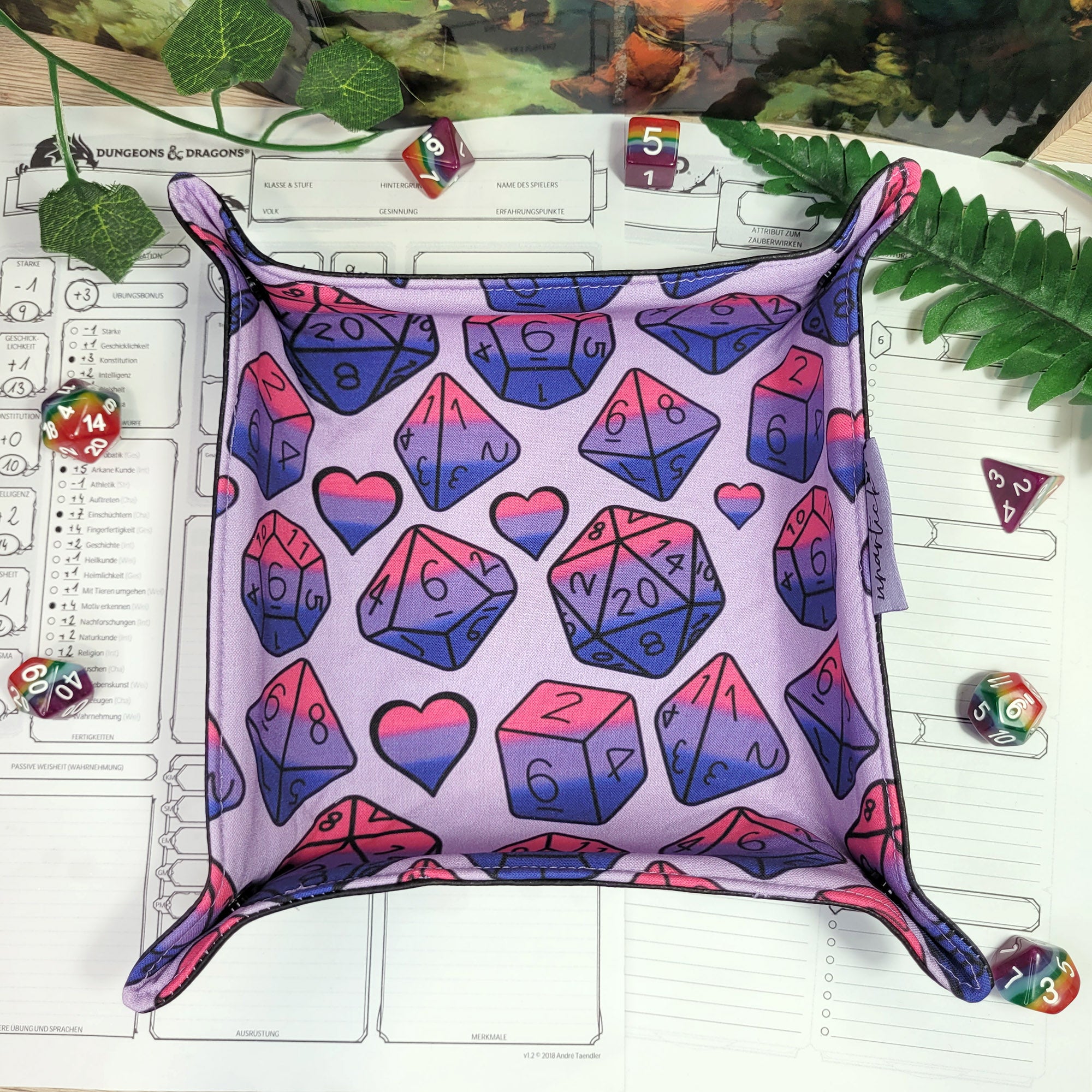 Bisexual Pride Dice faltbare Würfelunterlage L
