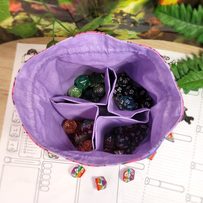 Bisexual Pride Dice Würfelbeutel XXL mit Unterteilungen