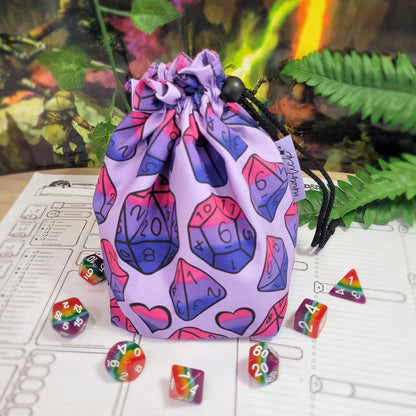 Bisexual Pride Dice Würfelbeutel XXL mit Unterteilungen