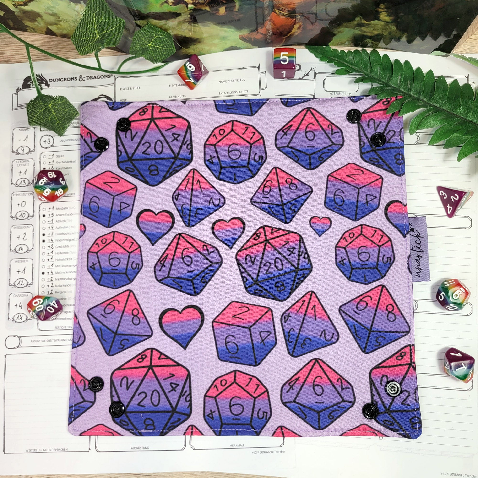 Bisexual Pride Dice faltbare Würfelunterlage L