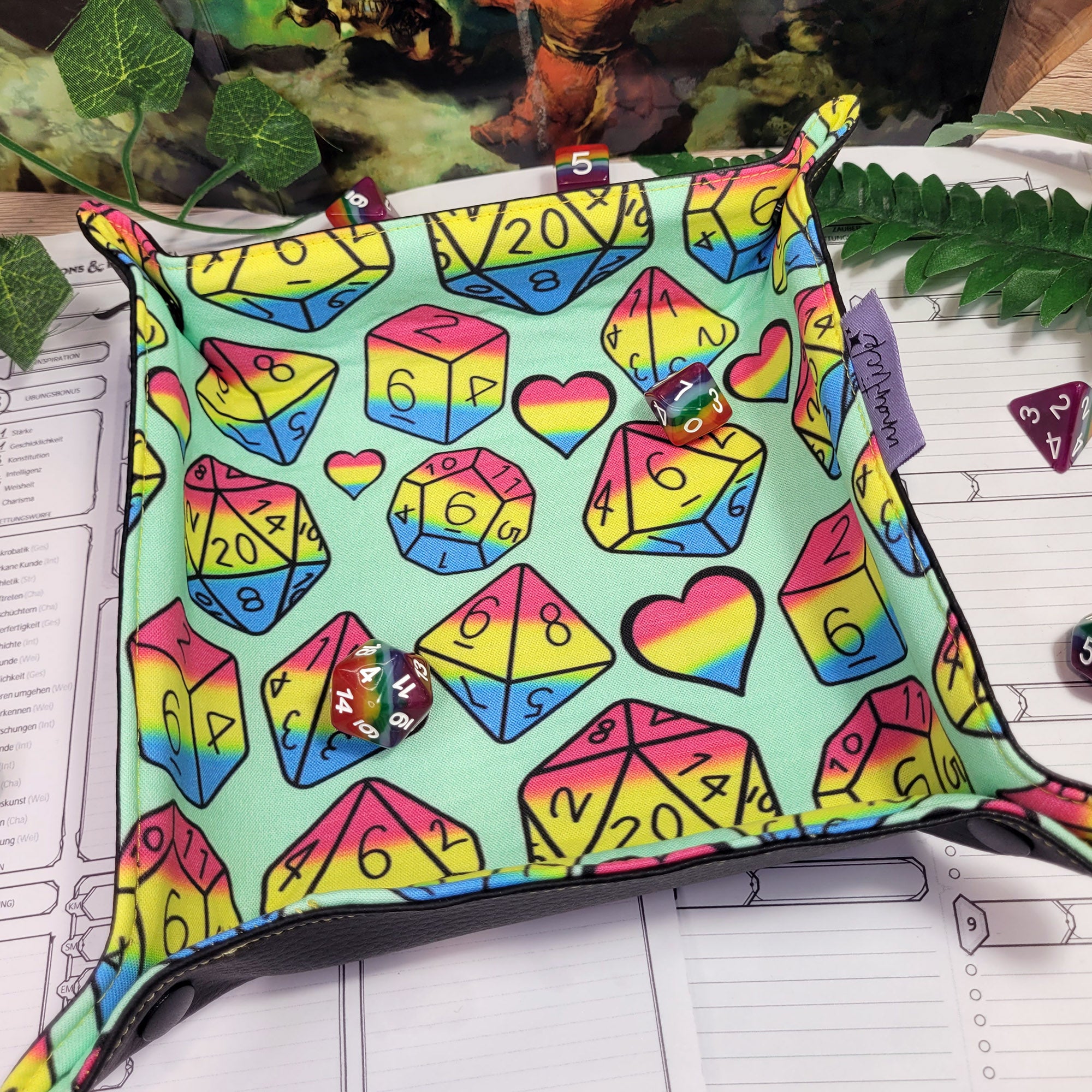 Pansexual Pride Dice faltbare Würfelunterlage L