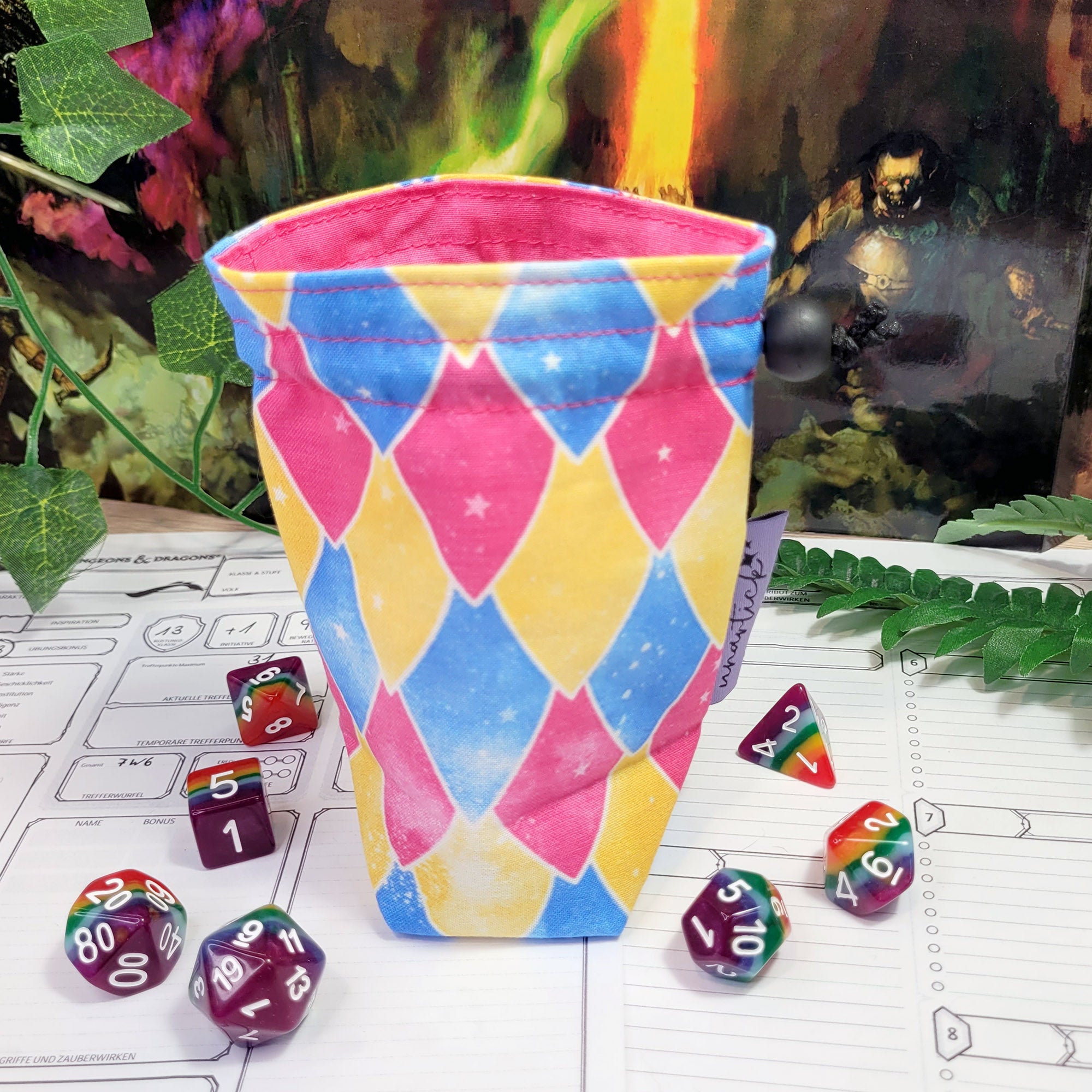 Pansexual Pride Dragon Scales Würfelbeutel S