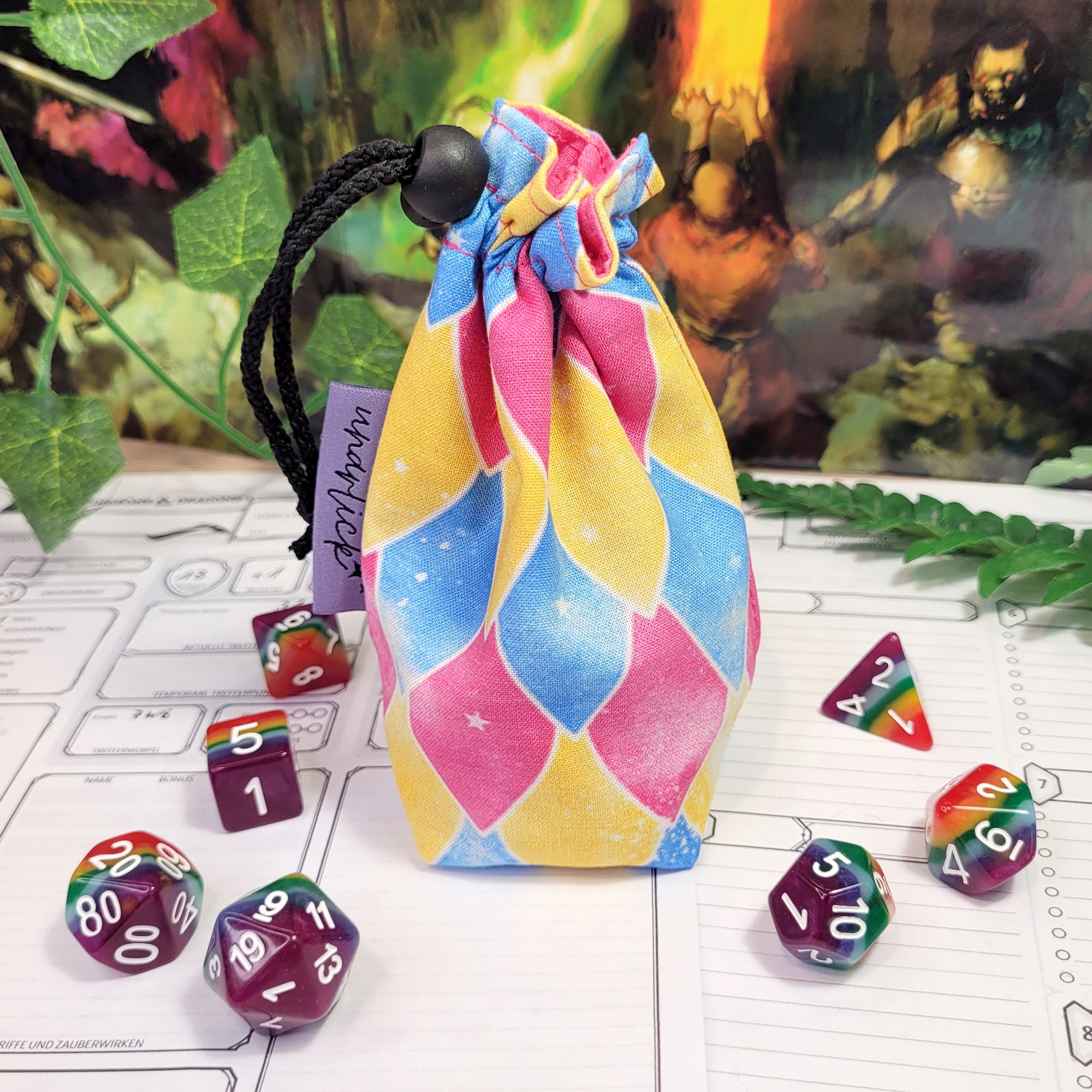 Pansexual Pride Dragon Scales Würfelbeutel S