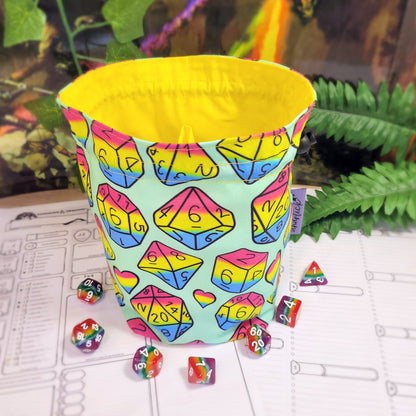 Pansexual Pride Dice Würfelbeutel XXL mit Unterteilungen