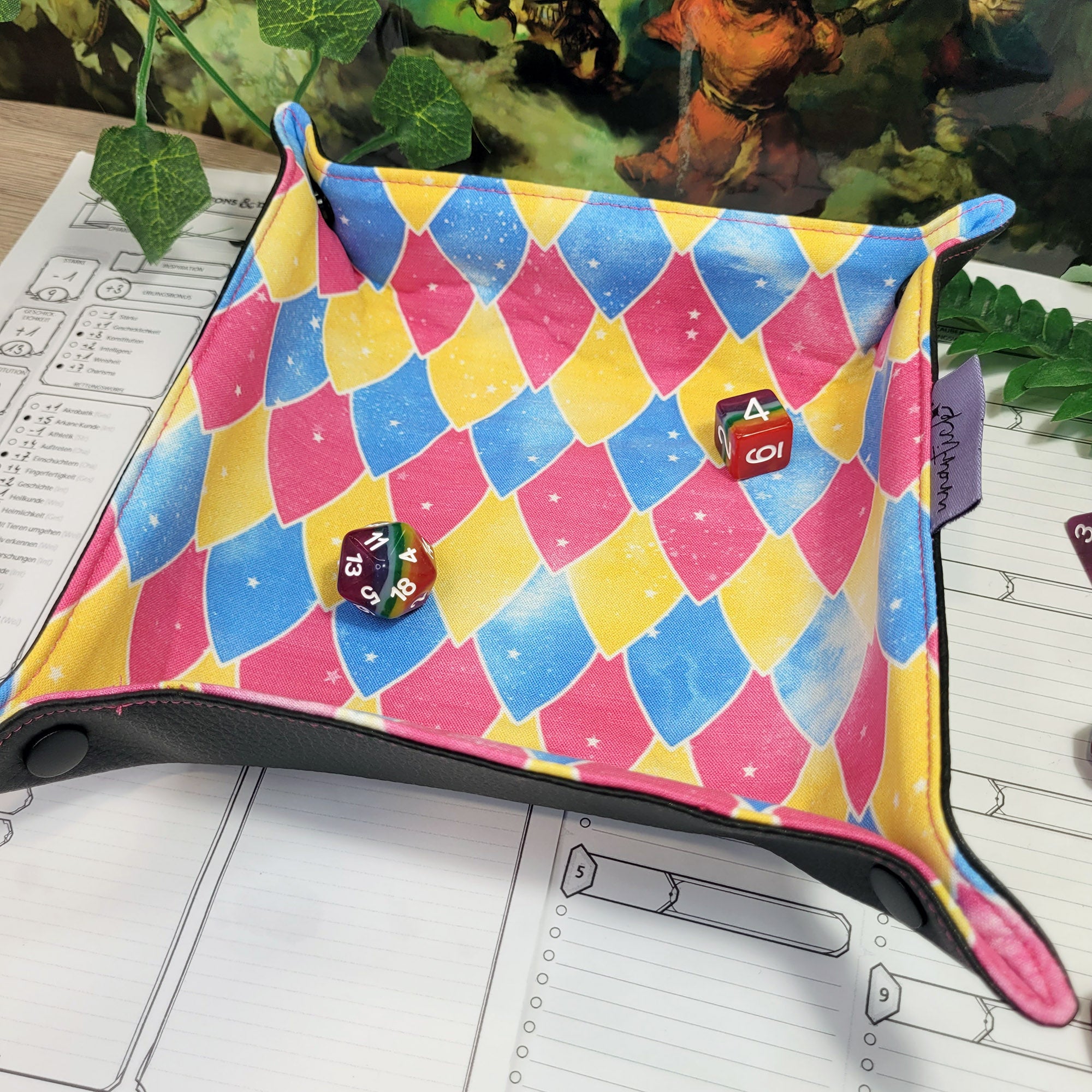 Pansexual Pride Dragon Scales faltbare Würfelunterlage L