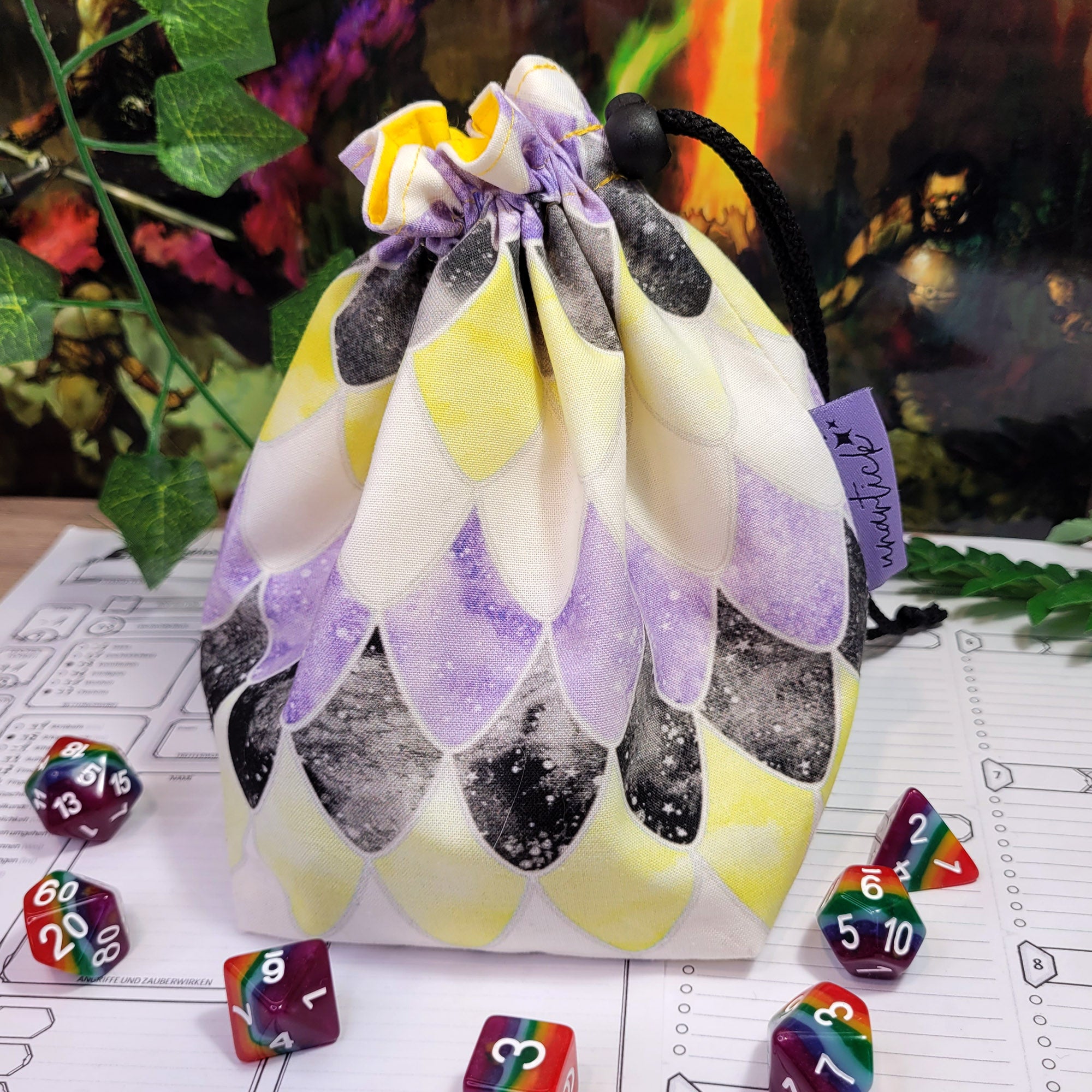 Nonbinary Pride Dragon Scales Würfelbeutel XXL mit Unterteilungen