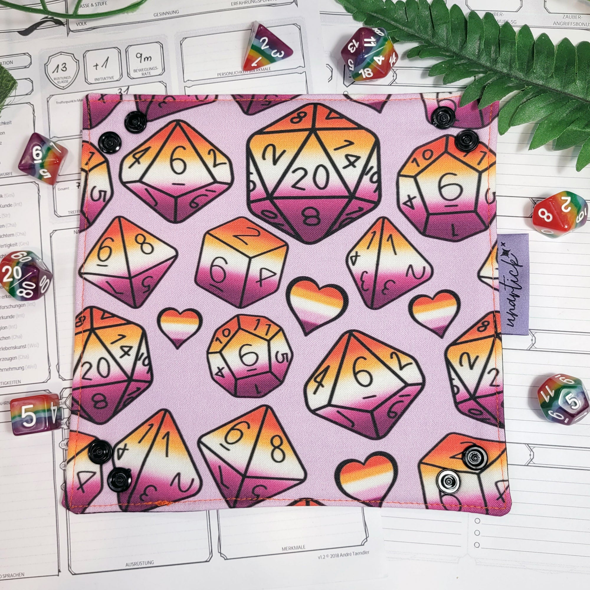 Lesbian Pride Dice faltbare Würfelunterlage S