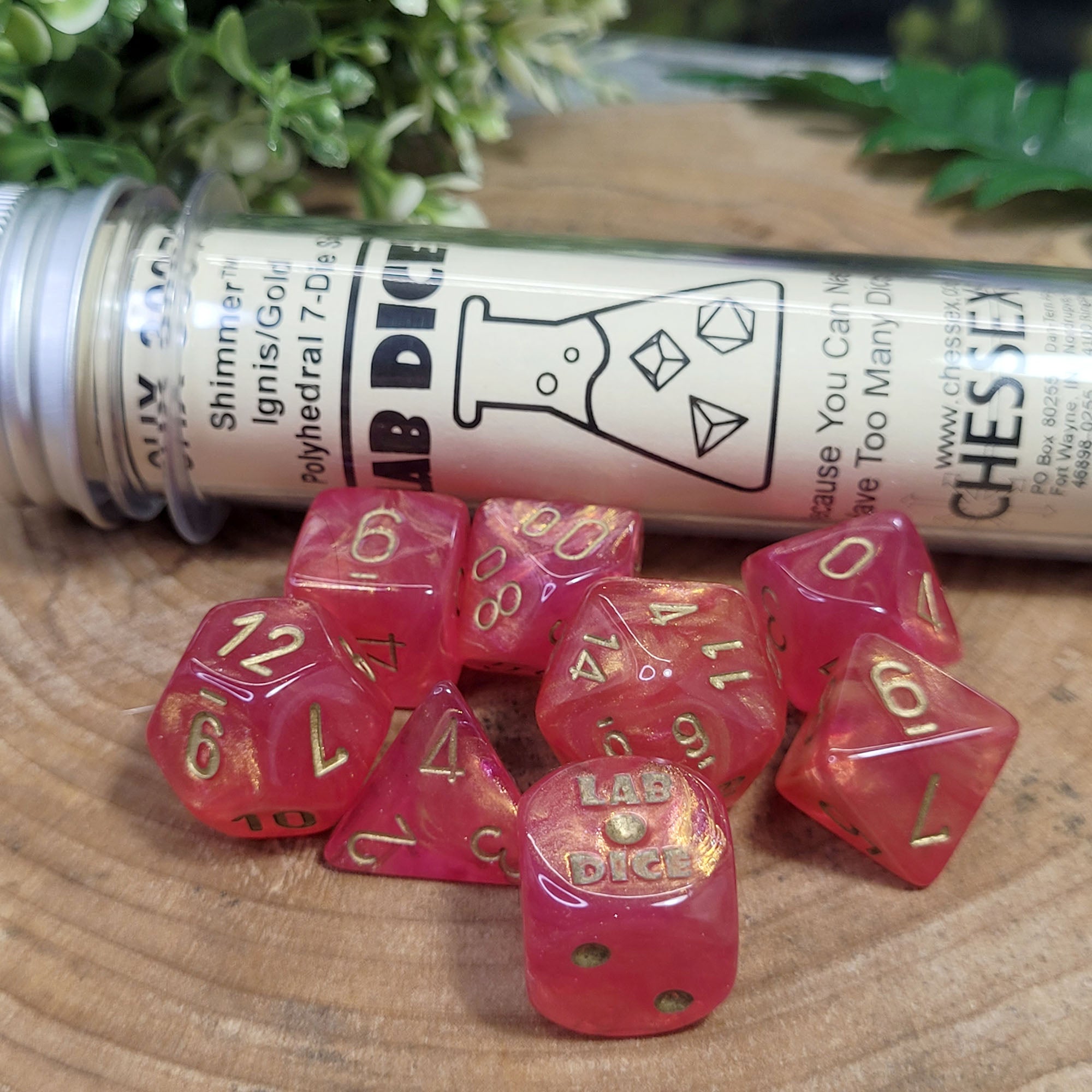 Lab Dice™: Shimmer™ Polyhedral Ignis/Gold 7+1-Die Set