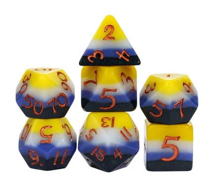Non-Binary Pride Dice Set with Sticker