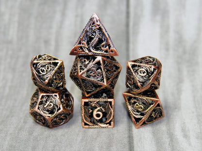 Copper Dragon metal dice set