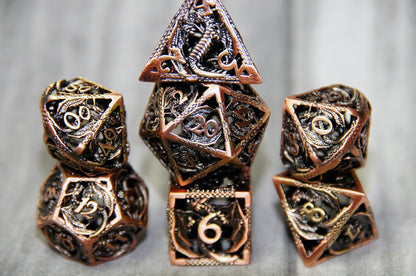 Copper Dragon metal dice set