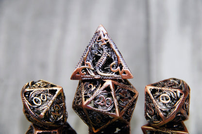 Copper Dragon metal dice set