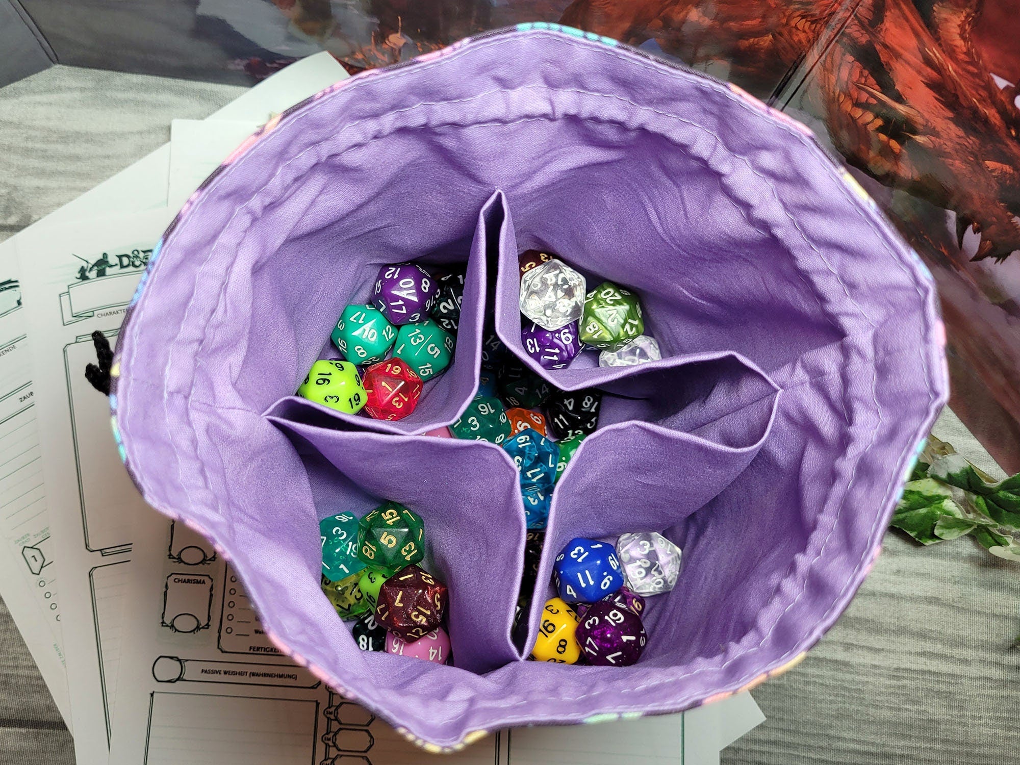 Multicolored Dice Dice Bag XXL with compartments