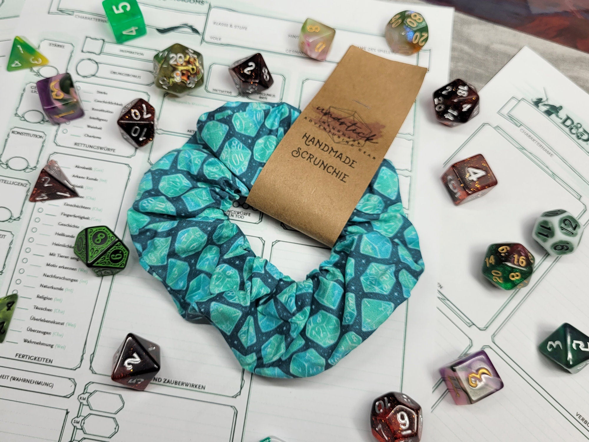 Teal Dice Scrunchie